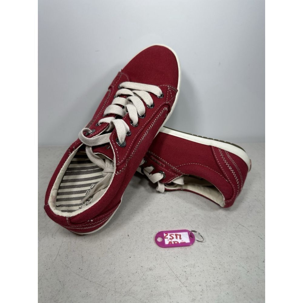 Taos Womens Red/Tan Canvas Lace-Up Sneakers Size 9